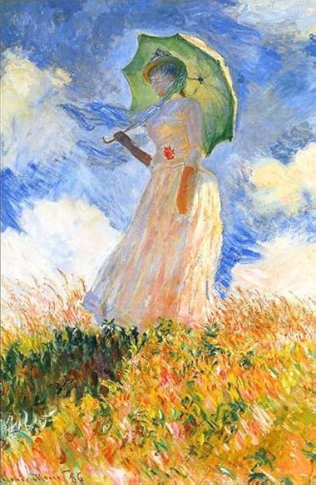 Amazon.co.jp: モネ・「日傘の女、左向き」 プリキャンバス複製画