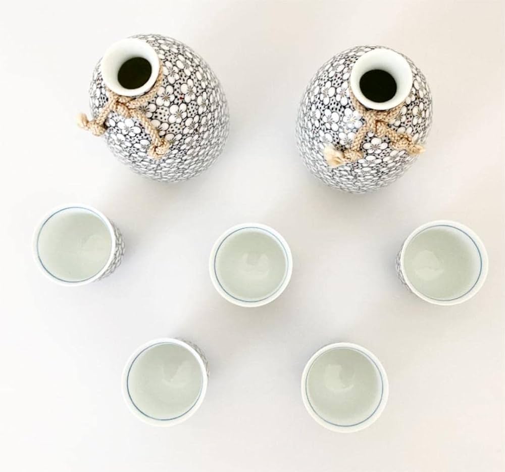 Amazon.co.jp: 有田焼 伊万里大川内山 畑萬作 玉彩梅詰 半酒器セット