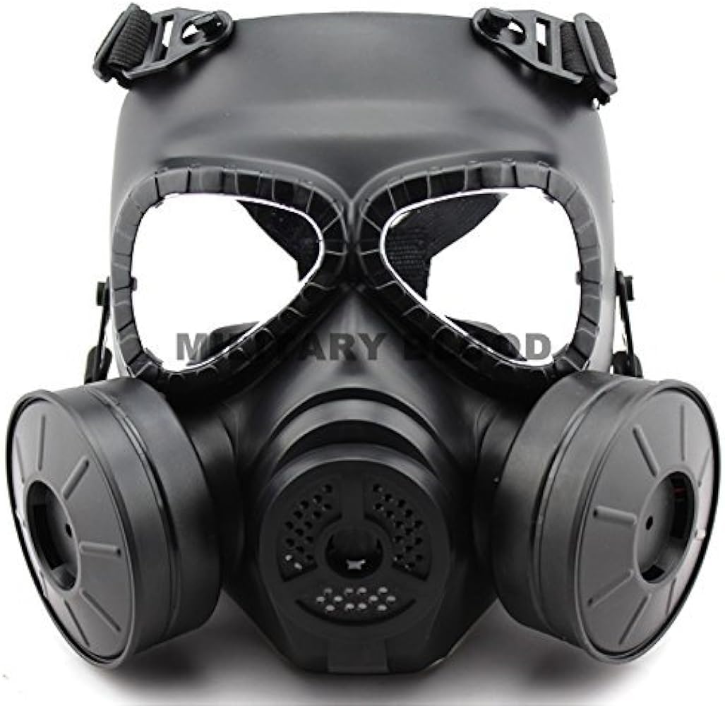 Amazon.co.jp: ミリテック M04 ガスマスクタイプ ダブルファン フル