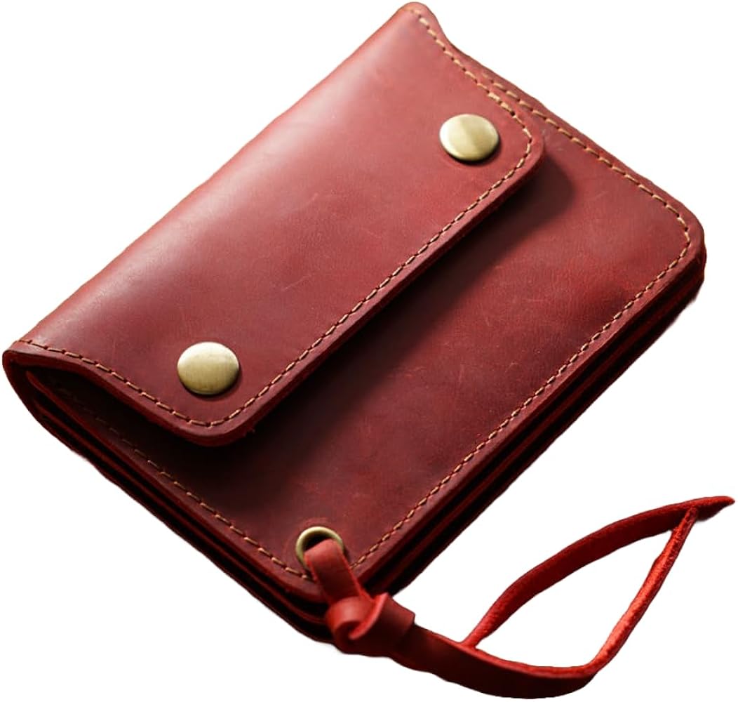 Amazon | 牛革 ミドルトラッカーウォレット (レッド) | 財布