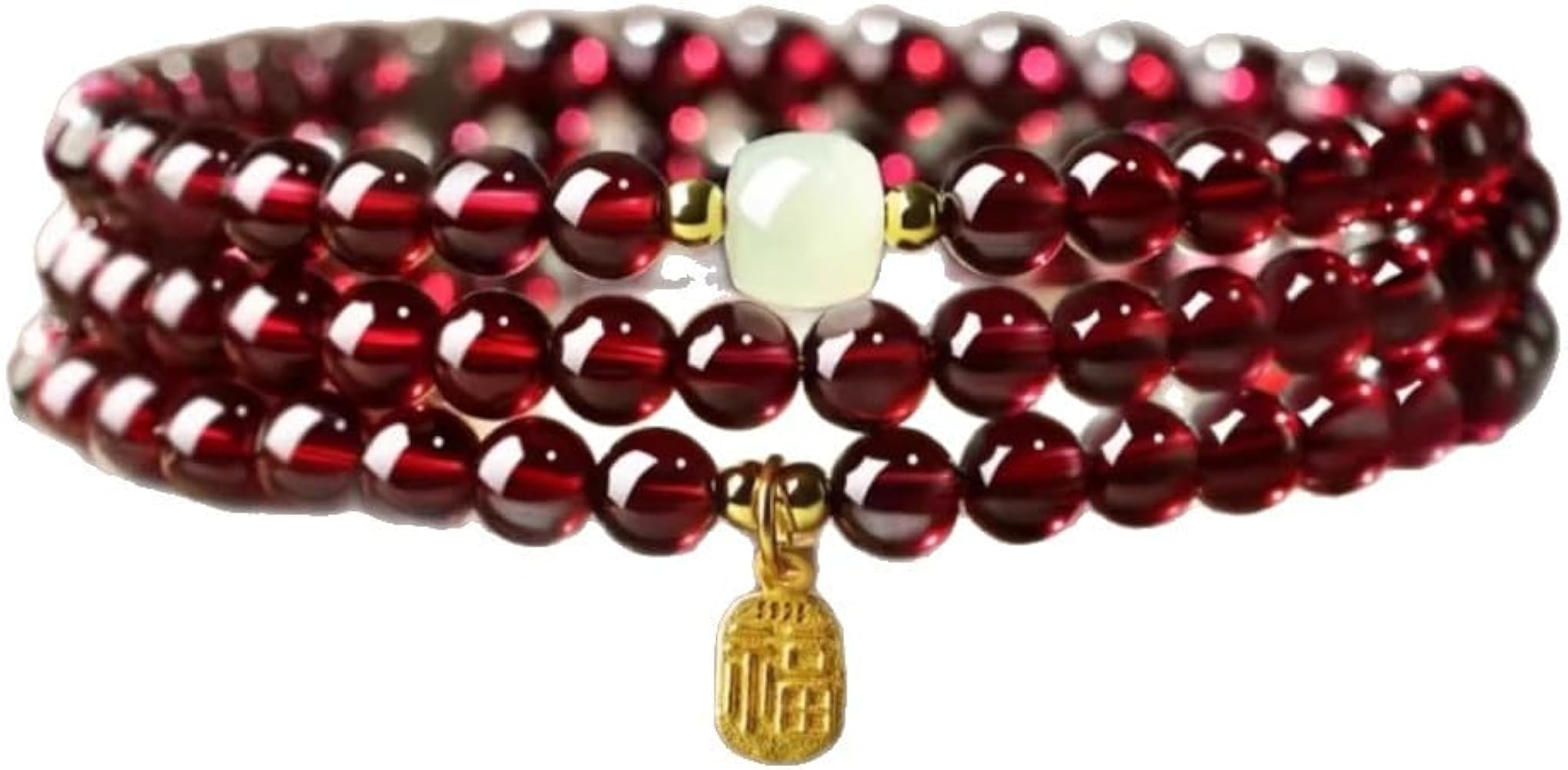 Amazon | zhyhzhyh ガーネット ブレスレット 数珠 ゴム パワーストーン