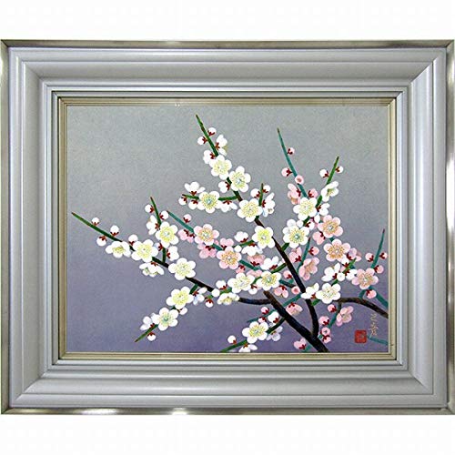 Amazon.co.jp: 村松乙彦『梅花』日本画 風景画 植物 うめ 白梅 春