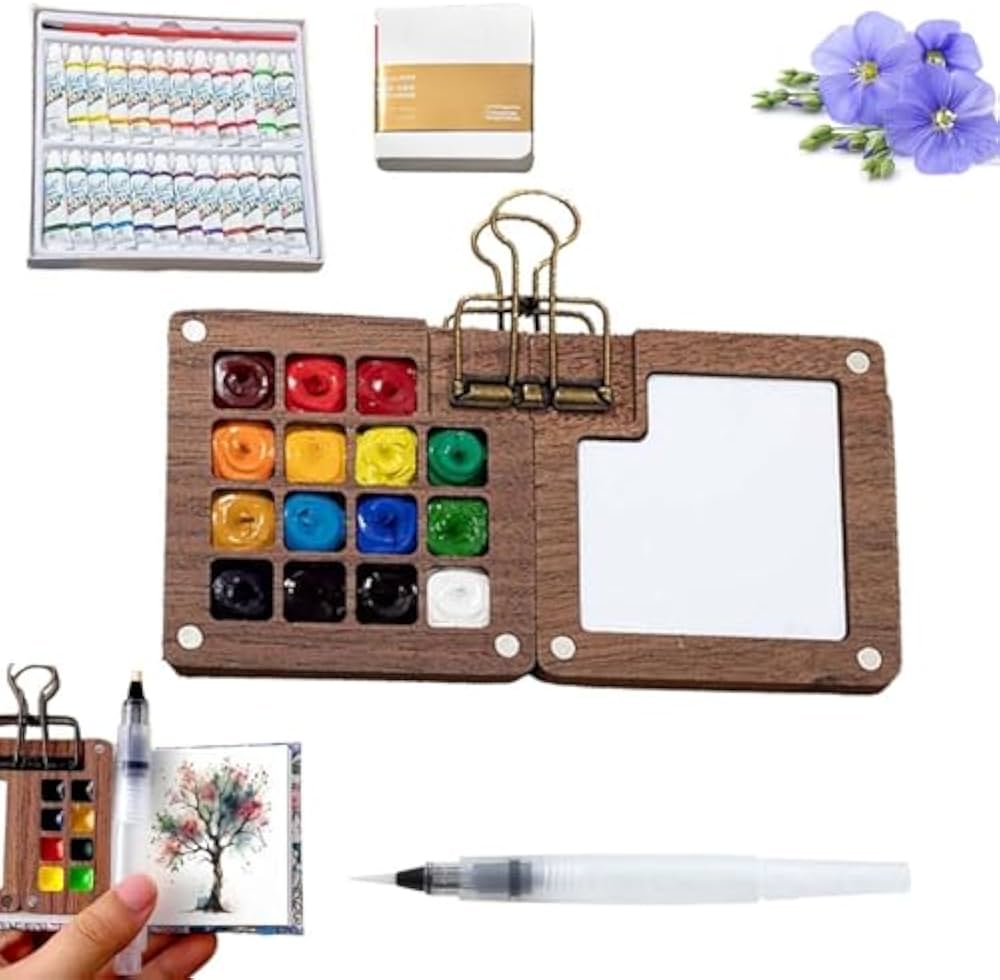 Amazon | Tobios 水彩セット Tobios ミニ水彩トラベルキット 絵本付き