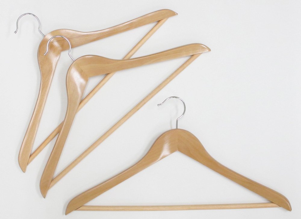 Amazon.co.jp: サワフジ 洋服ハンガー 木製ハンガー3本組 幅440mm