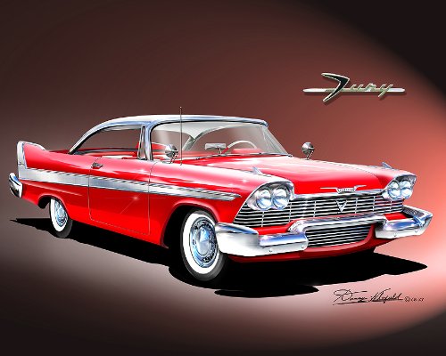 Amazon.co.jp: 1958 Plymouth Fury coupe-toreadorレッド – アート