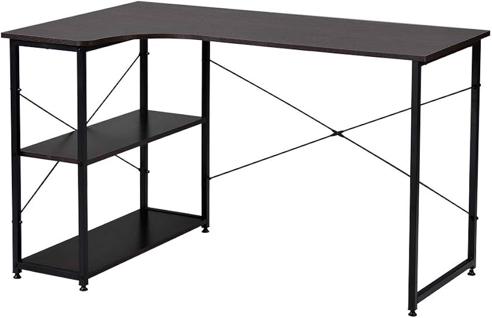 Amazon.co.jp: パソコンデスク L字デスク 木製 デスク 机 2段ラック付