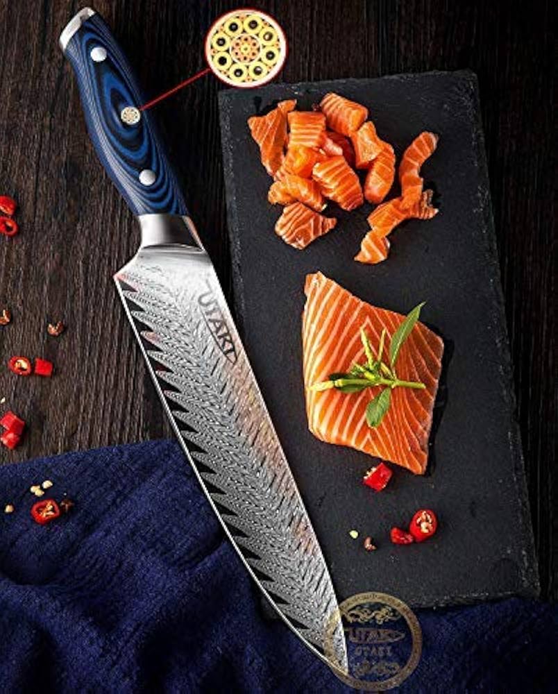 Amazon | Utaki 牛刀 包丁 ダマスカス 67層 V金10号鋼 200mm 三徳包丁