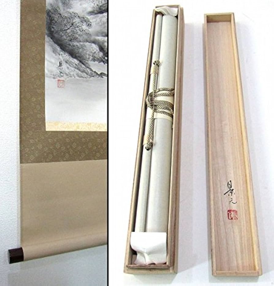 Amazon.co.jp: 今村景光『水墨山水』日本画 掛け軸 風景画 水墨画