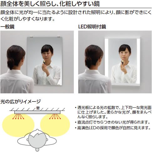 Amazon | TOTO LED照明付鏡 【EL80013】 化粧照明タイプ トイレ・洗面