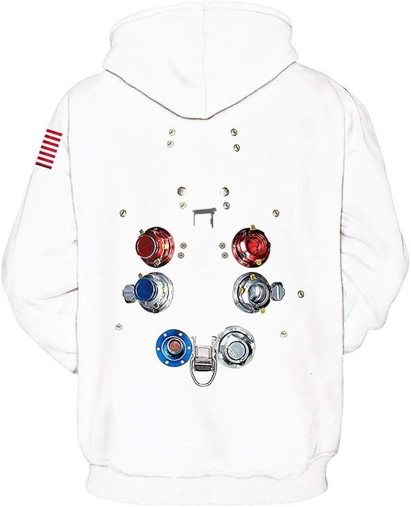 Mens Funny Astronaut Space Suit Pattern Hoodie Hooded Sweatshirts