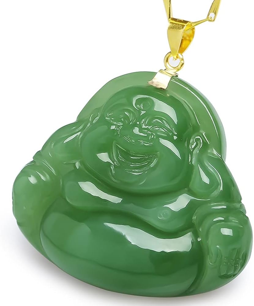 Amazon | ヒスイ仏陀ペンダント 本物のグリーン翡翠ネックレス メンズ