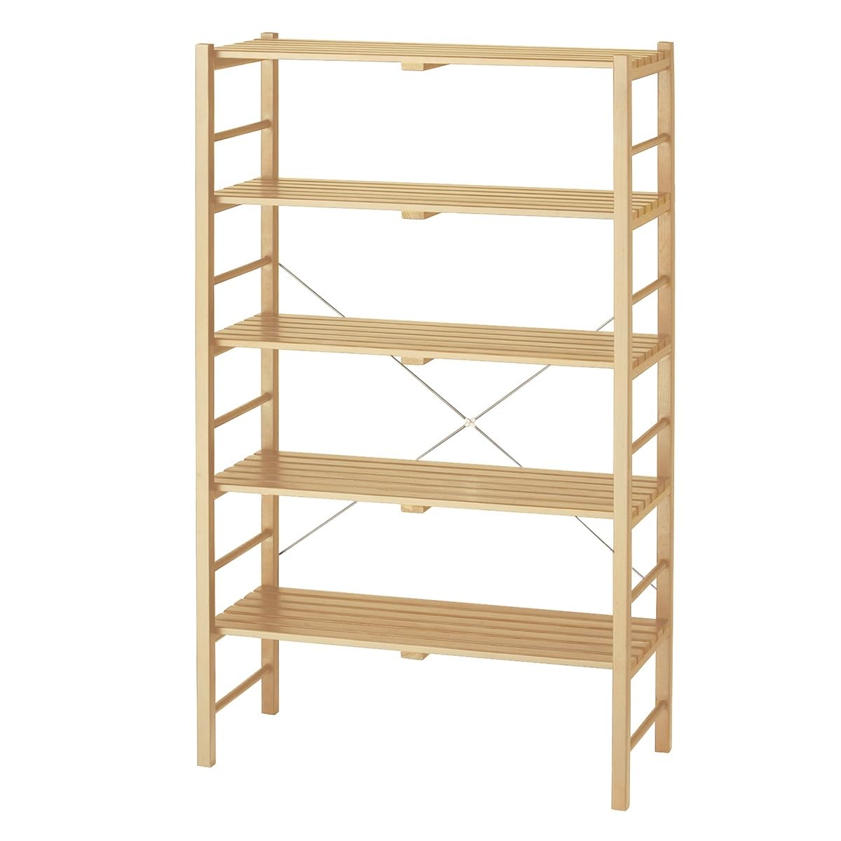 Amazon｜ウッドラック ナチュラル 幅90×奥行42×高さ150cm 5段 1台