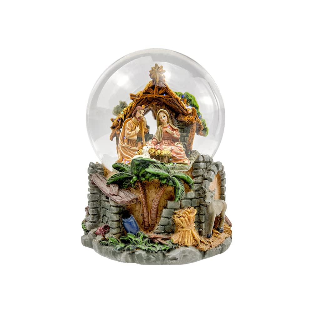 Amazon.co.jp: キリスト降誕のシーン スノードーム 100mm 聖家族