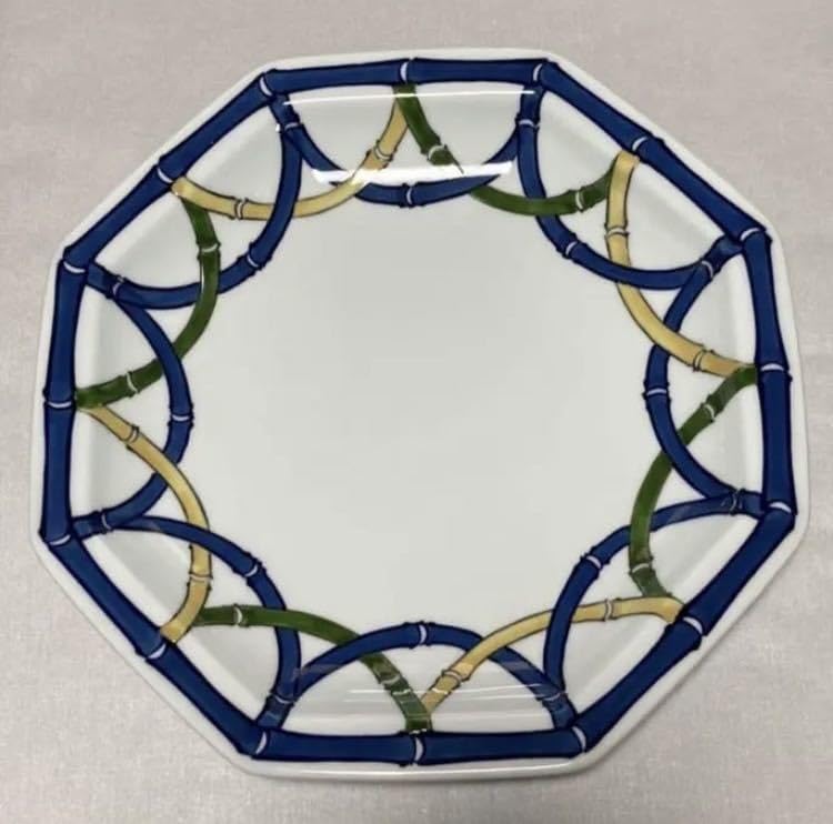 Amazon.co.jp: 限定共箱大皿27cm館林 源右衛門窯 染錦竹垣図 八角 保管