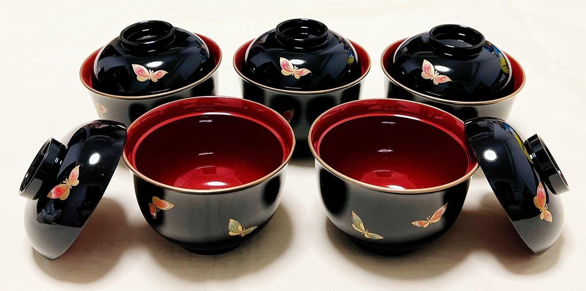 Amazon.co.jp: HANAE MORIハナエモリ しっきシック 漆器 蝶柄 小吸椀