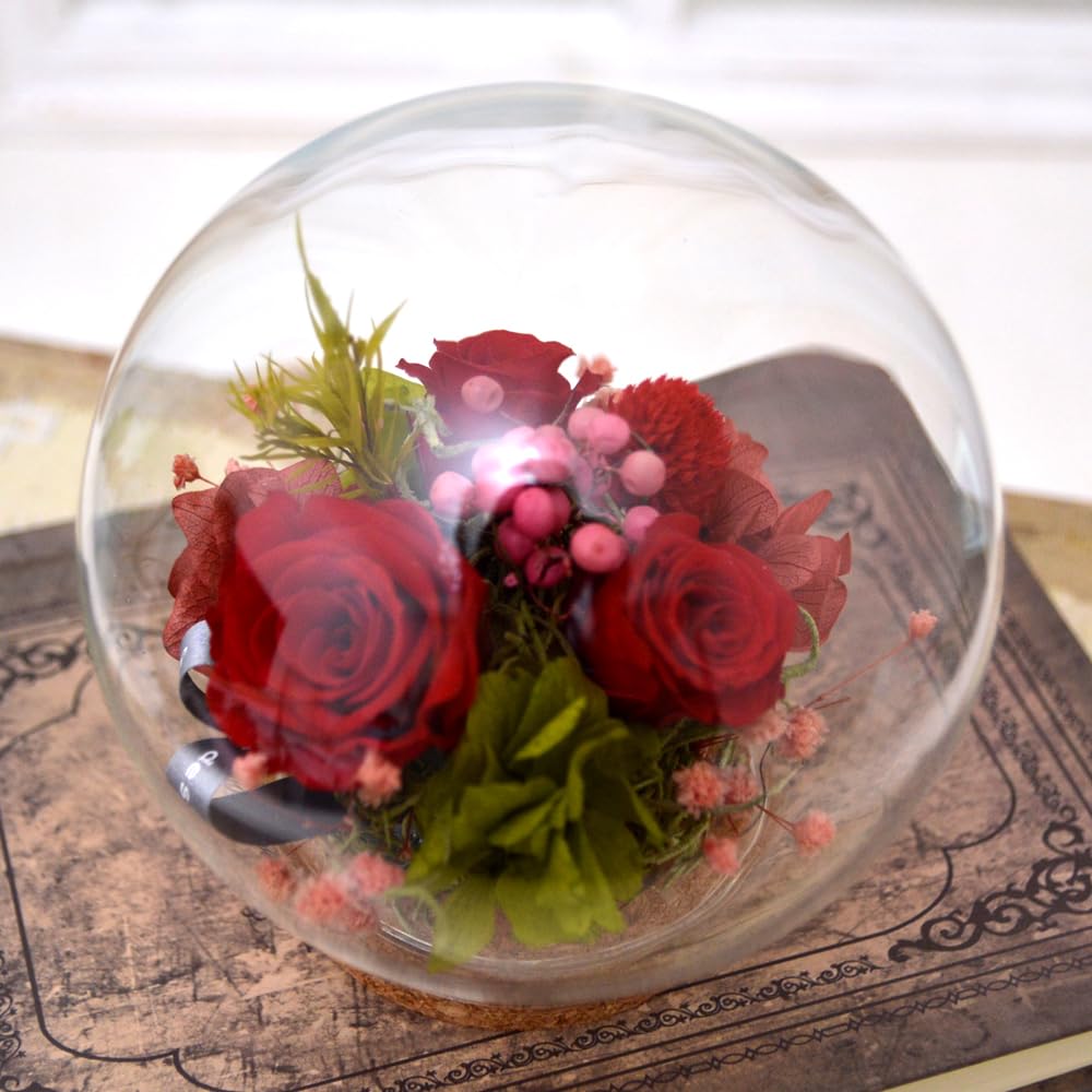 Amazon｜プリザーブドフラワー ガラスドーム 1個 花 ギフト ボトル