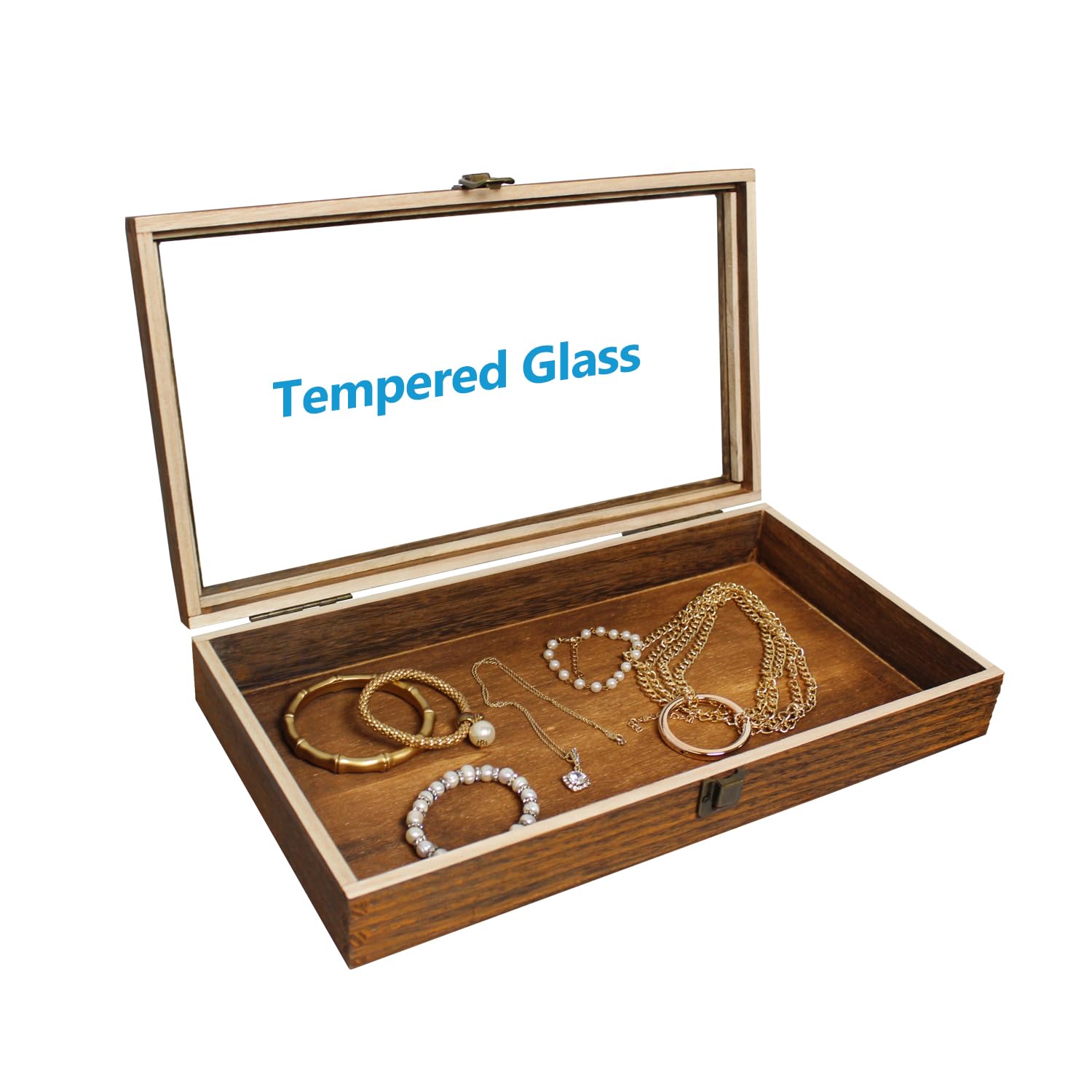 Amazon｜MOOCA 木製ガラストップジュエリーディスプレイケース