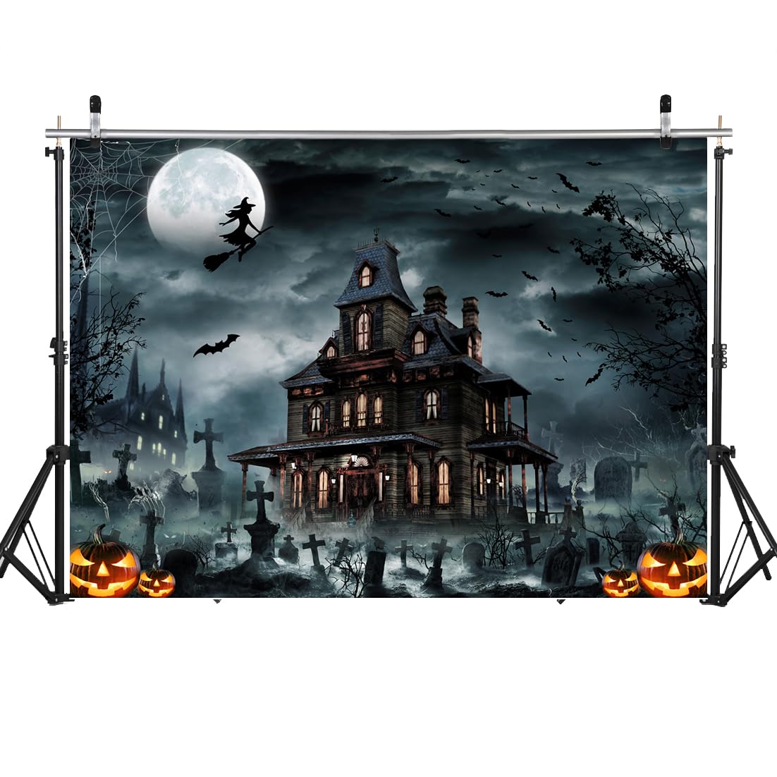 Amazon | LYCGS 7x5フィート ハロウィン背景 ハロウィン城 ホラー 森