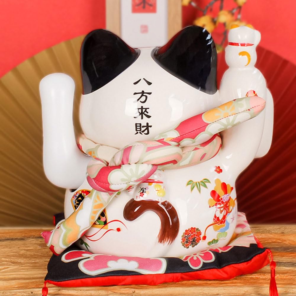 Amazon.co.jp: 大型招き猫、11インチの陶器製招き猫、手を振る招き猫の