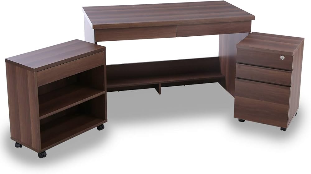 Amazon | LOWYA ロウヤ パソコンデスク 学習机 勉強机 3点セット 3段