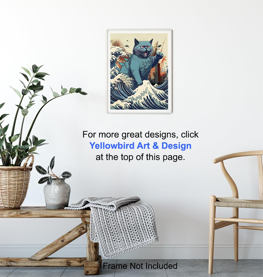 Amazon.com: Vintage Funny Cat Wall Art & Decor - Catzilla Japanese