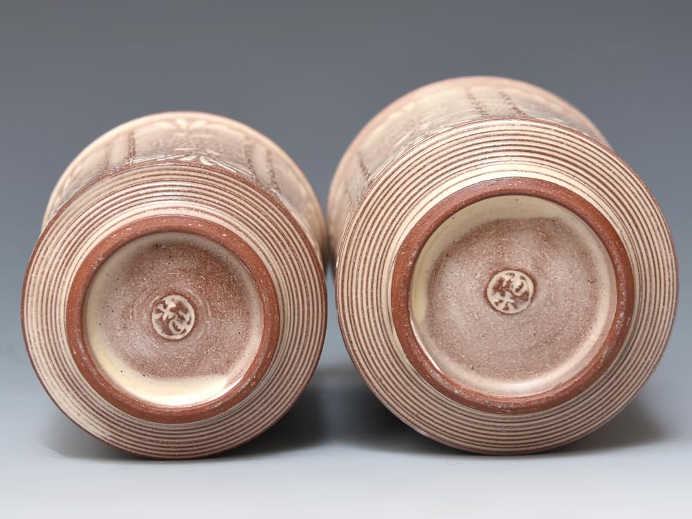 Amazon.co.jp: 陶楽陶苑 平安陶楽（造）紫三島組湯呑 夫婦湯呑 共箱