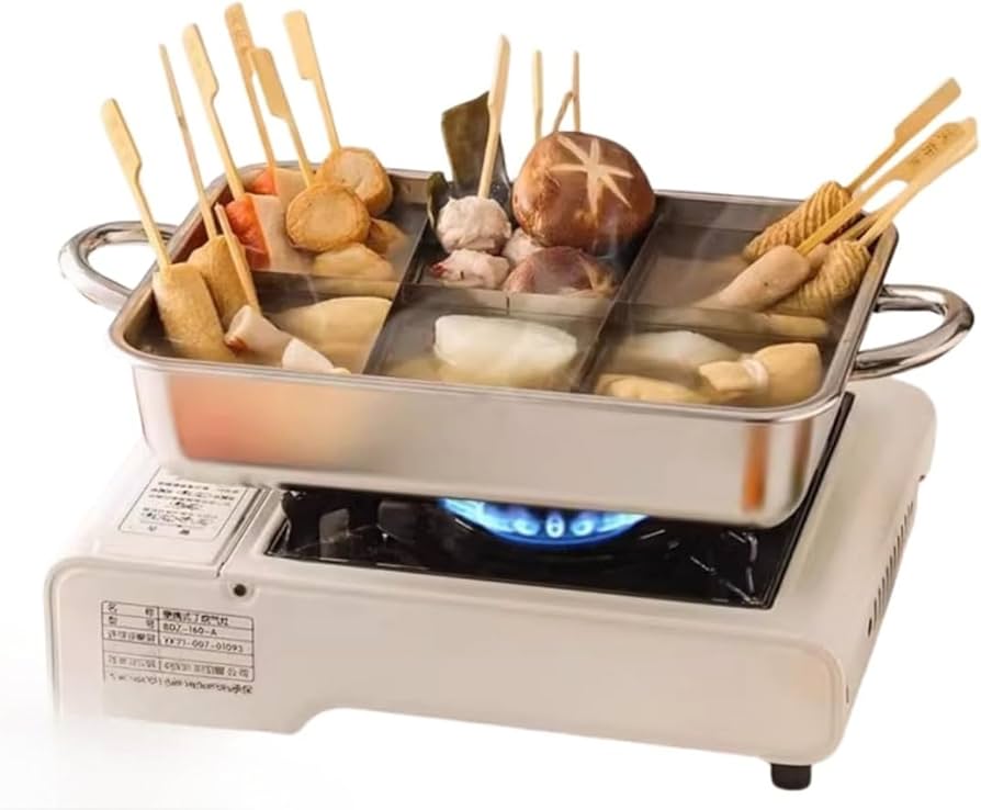 Amazon | TRENIEおでん鍋 IH 対応 角型 仕切り付き両手鍋 4 グリッド