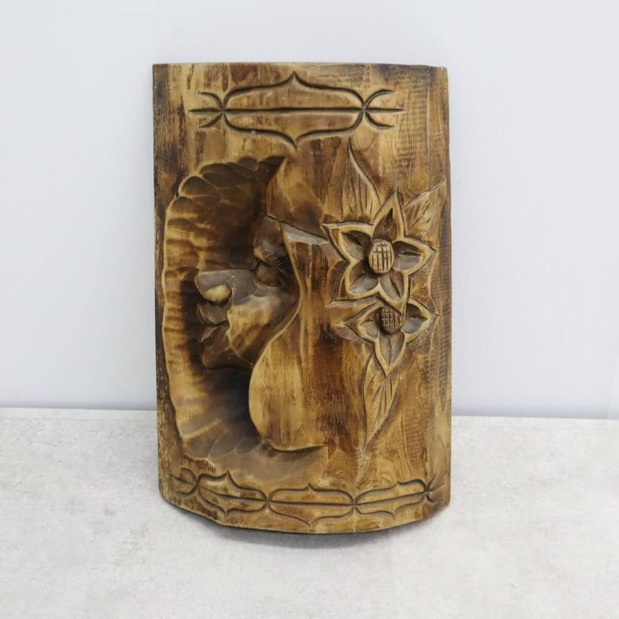 Amazon.co.jp: インテリアにアンティーク｜木彫り壁飾りアイヌ女性