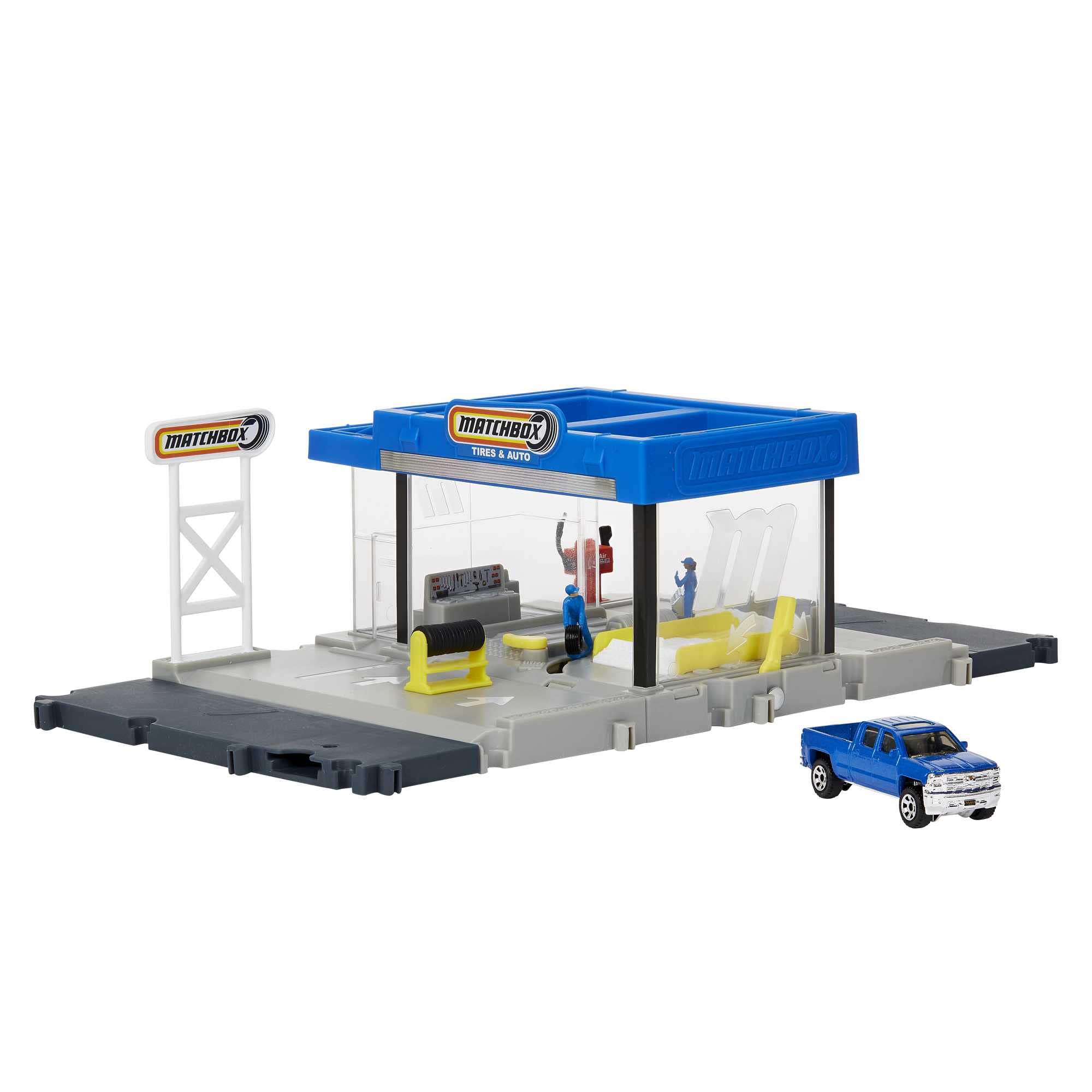 Matchbox Auto Shop Playset with Chevy Silverado, Moving Parts