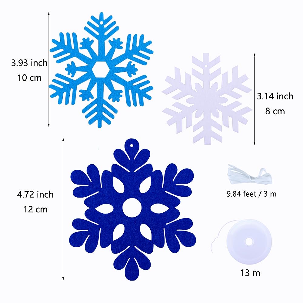 Amazon.co.jp: FAZHBARY 40個 ブルー 雪の結晶 オーナメント フェルト
