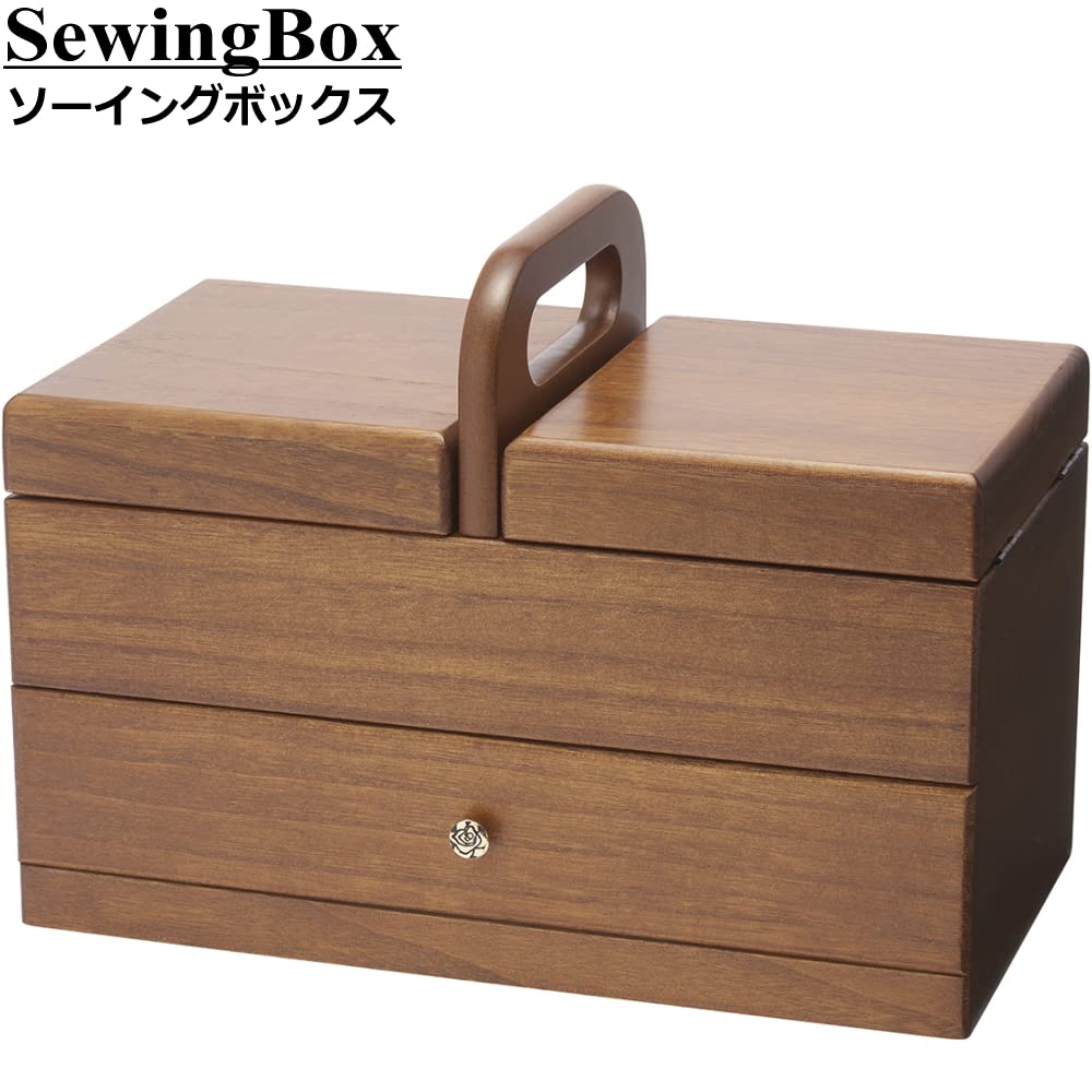 Amazon.co.jp: 裁縫箱 木製 引き出し ソーイングボックス 持ち運び