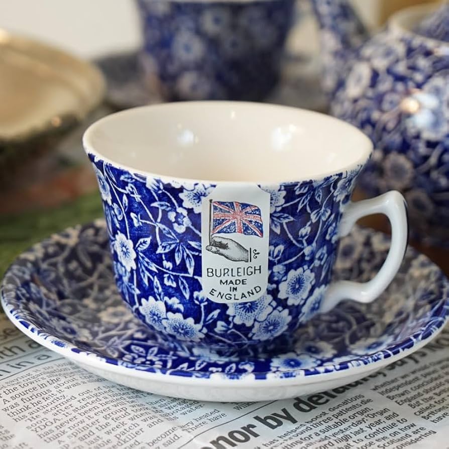 Amazon | Burleigh バーレイ社 ブルーキャリコ カップ&ソーサー 220ml