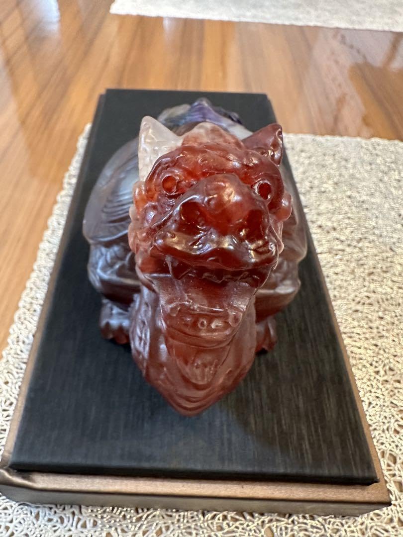 Amazon.co.jp: K-111夜光斑霊 斑彩石 龍亀置物 お守り 縁起物 金運