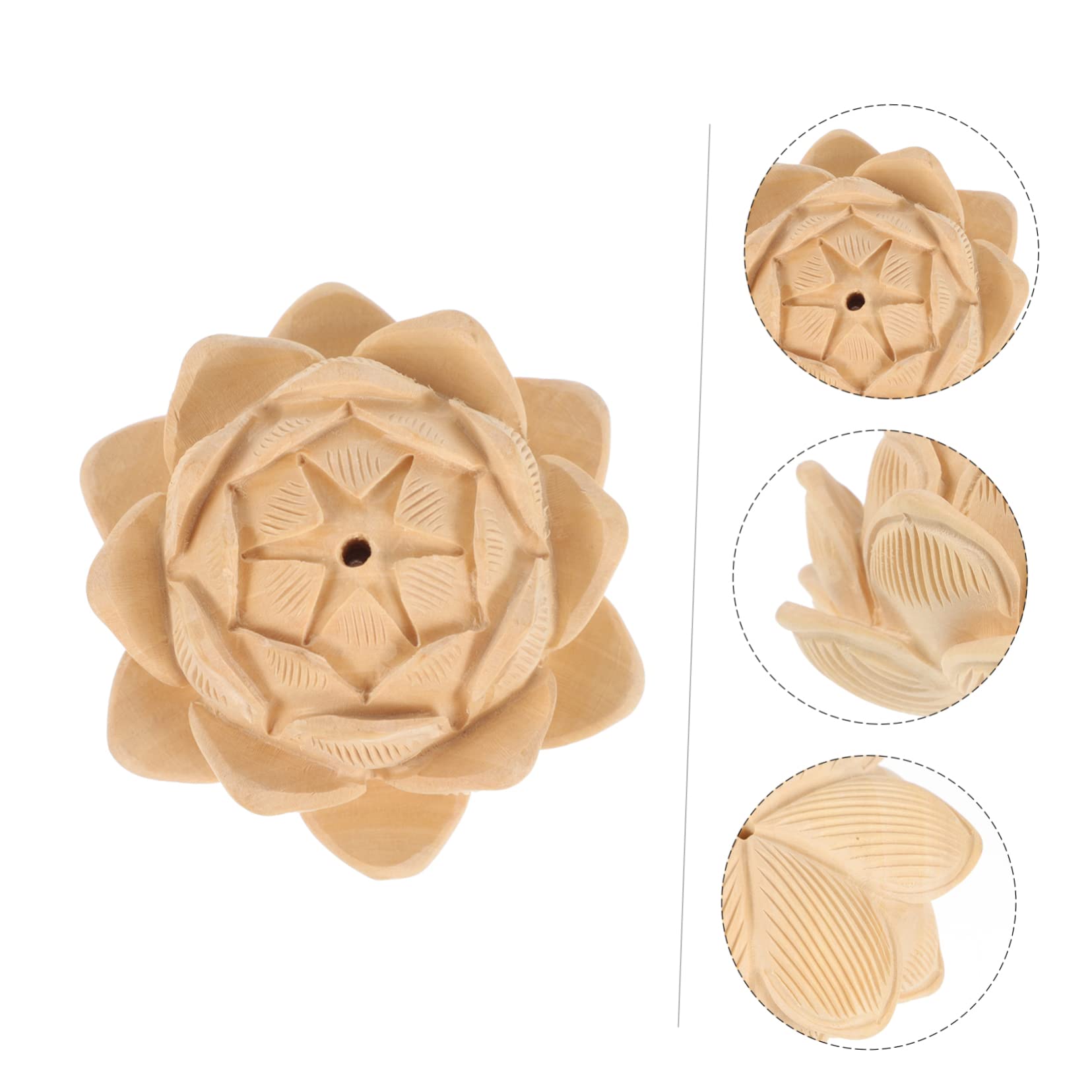 Amazon.co.jp: GARVALON 木製卓上蓮の置物 多層彫刻ツゲ製 蓮の像