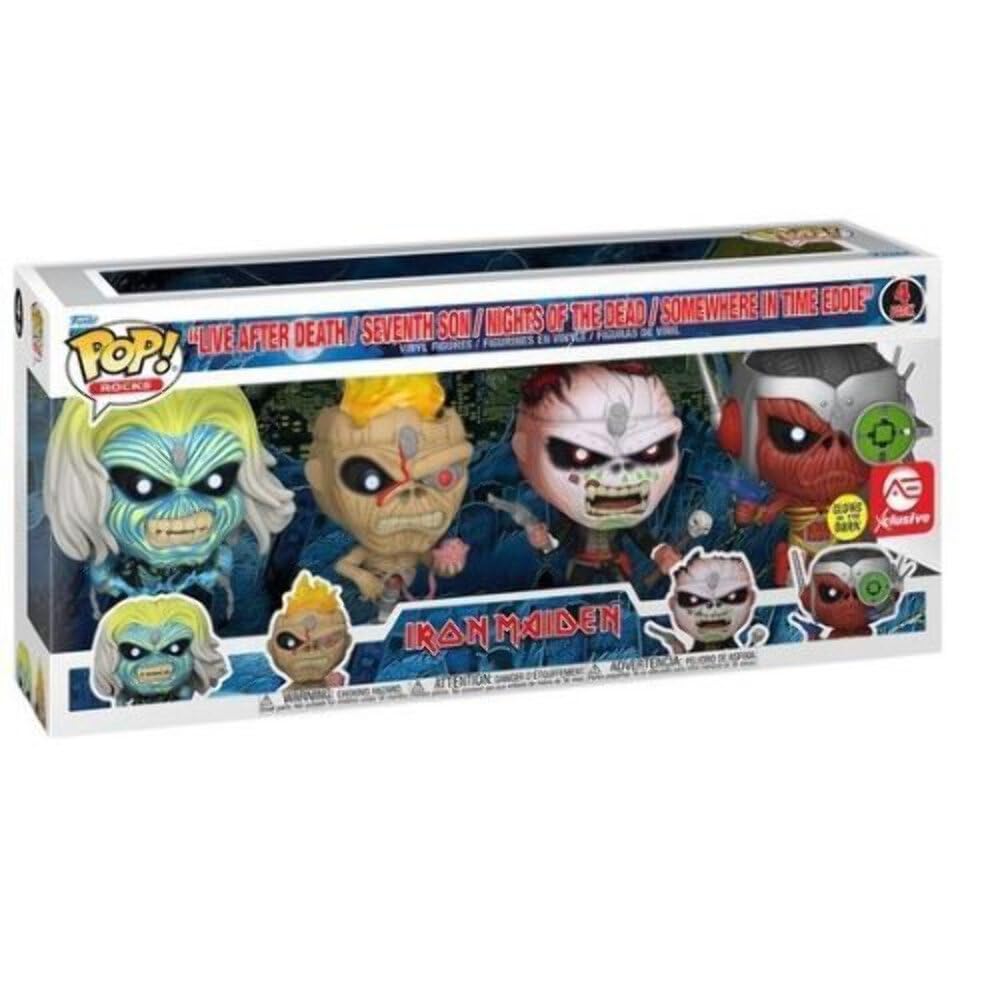 Amazon.com: FUNKO POP! ROCKS: Iron Maiden - Eddie 4PK Glow in the