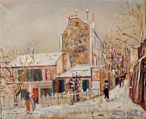 Amazon.co.jp: ユトリロ・「雪のラパン・アジル」 プリキャンバス複製