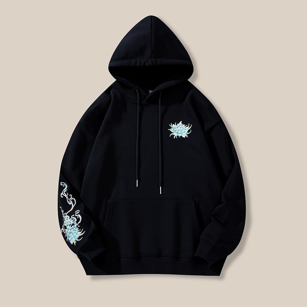 HaiZi XiHuan Men'S Black And White Hoodie Kirin Embroidered Hoodie