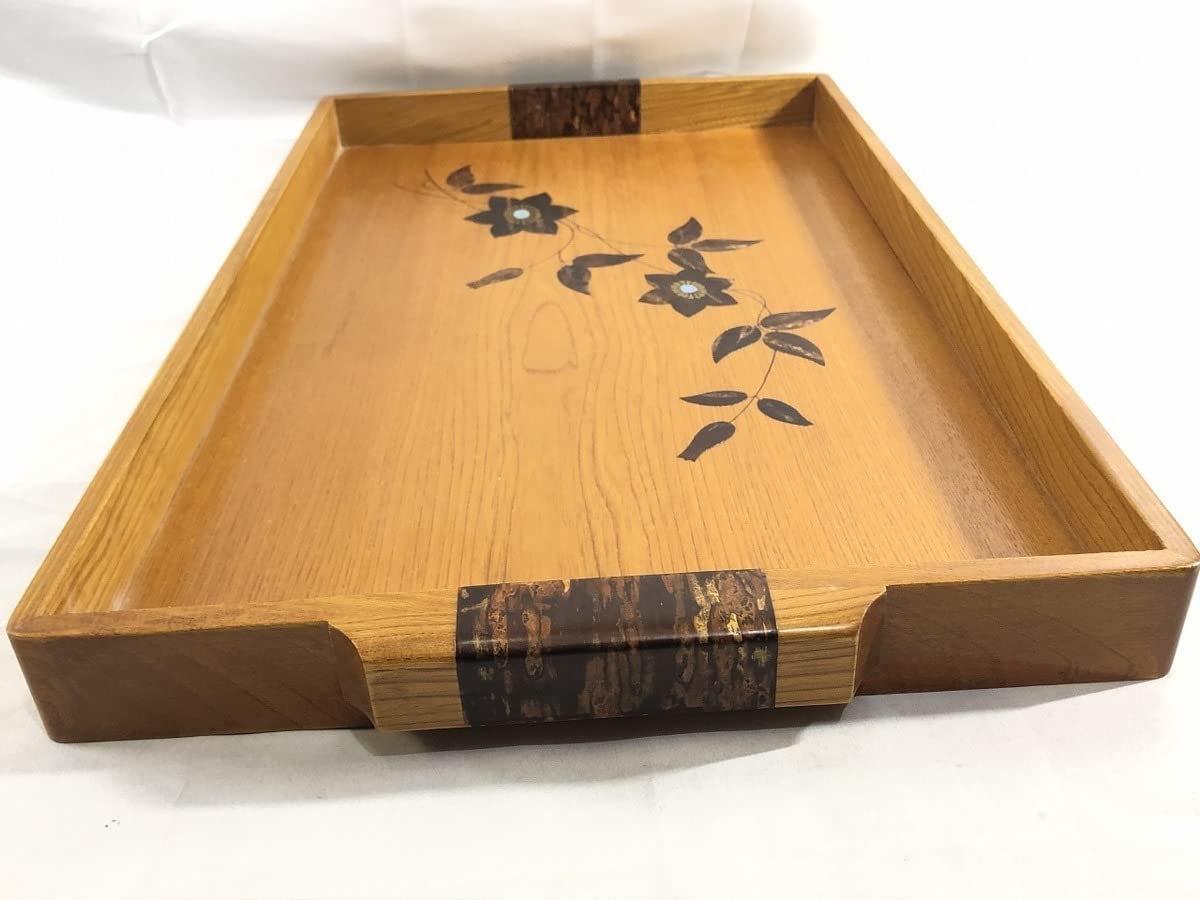 Amazon.co.jp: くさ忠 桜皮細工 貝入鉄仙 天然木 長手盆 角館 名前