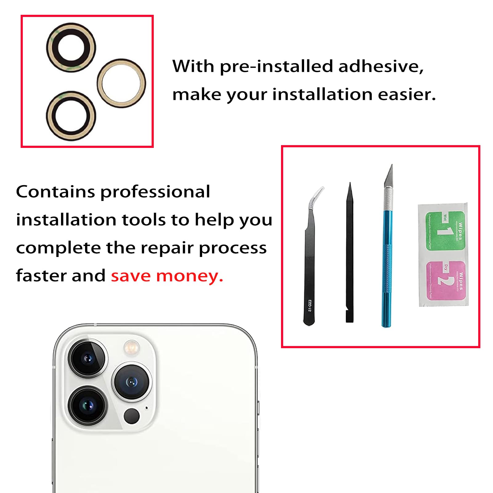 Amazon.co.jp: バックリアカメラレンズ 3個セット iPhone 13 Pro Max用