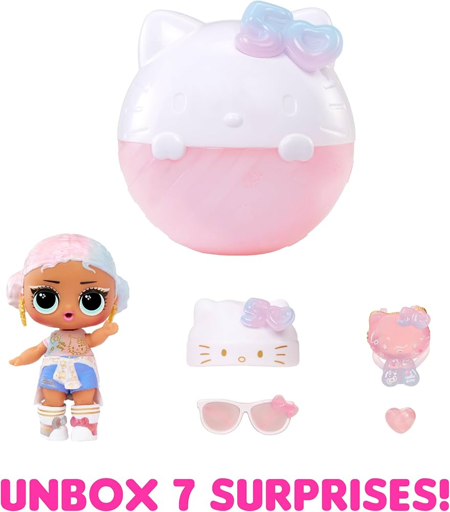 Amazon.com: LOL Surprise Hello Kitty Crystal Cutie Doll with 7