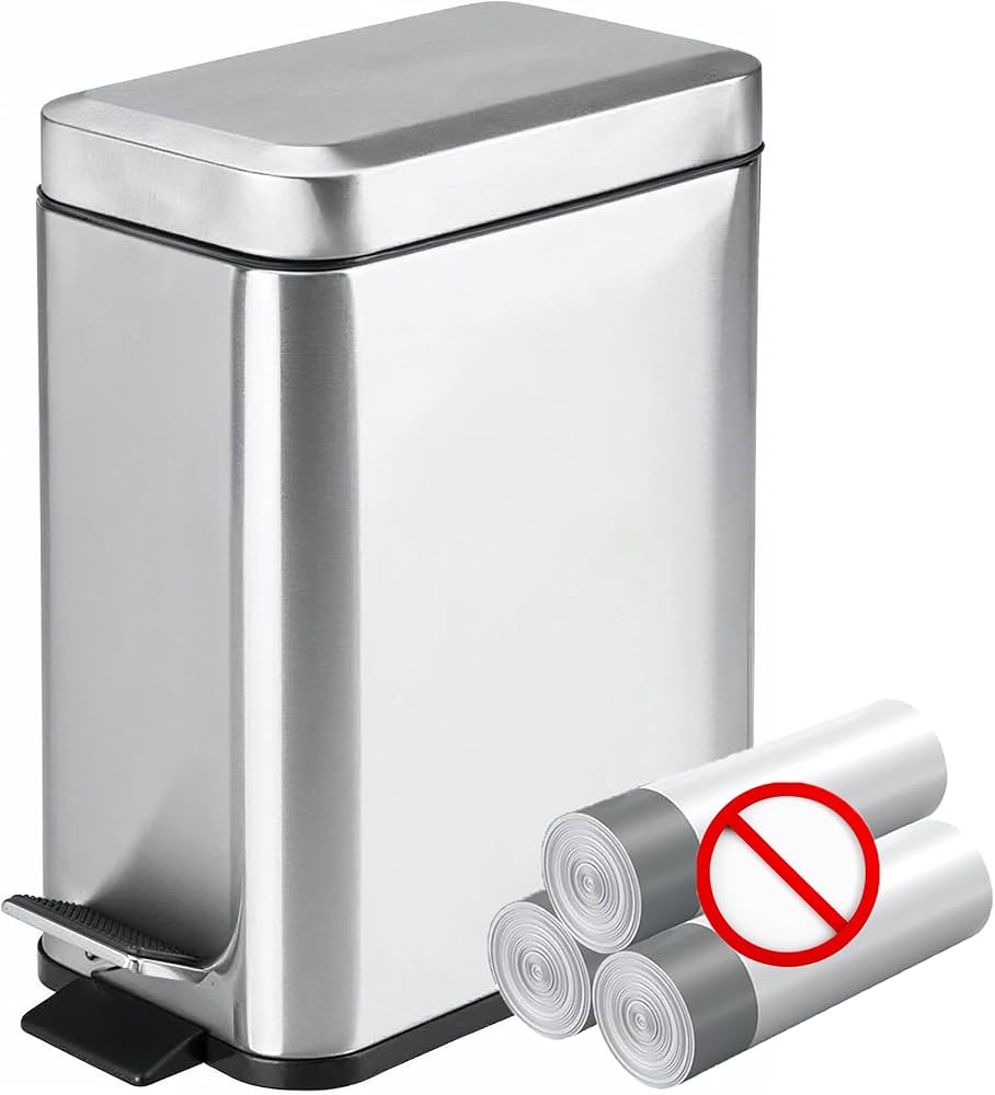 Amazon｜Homie ソフトクローズ四角形ゴミ箱 5L 袋のズレ防止クリップと