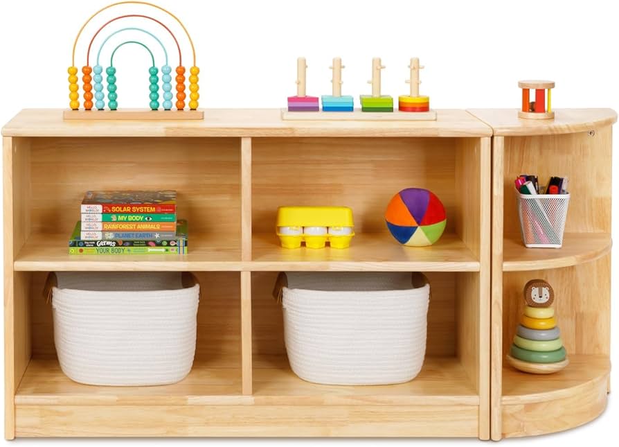 Amazon｜TOOKYLAND コーナーラック 天然木 ラバーウッド製 2段オープン