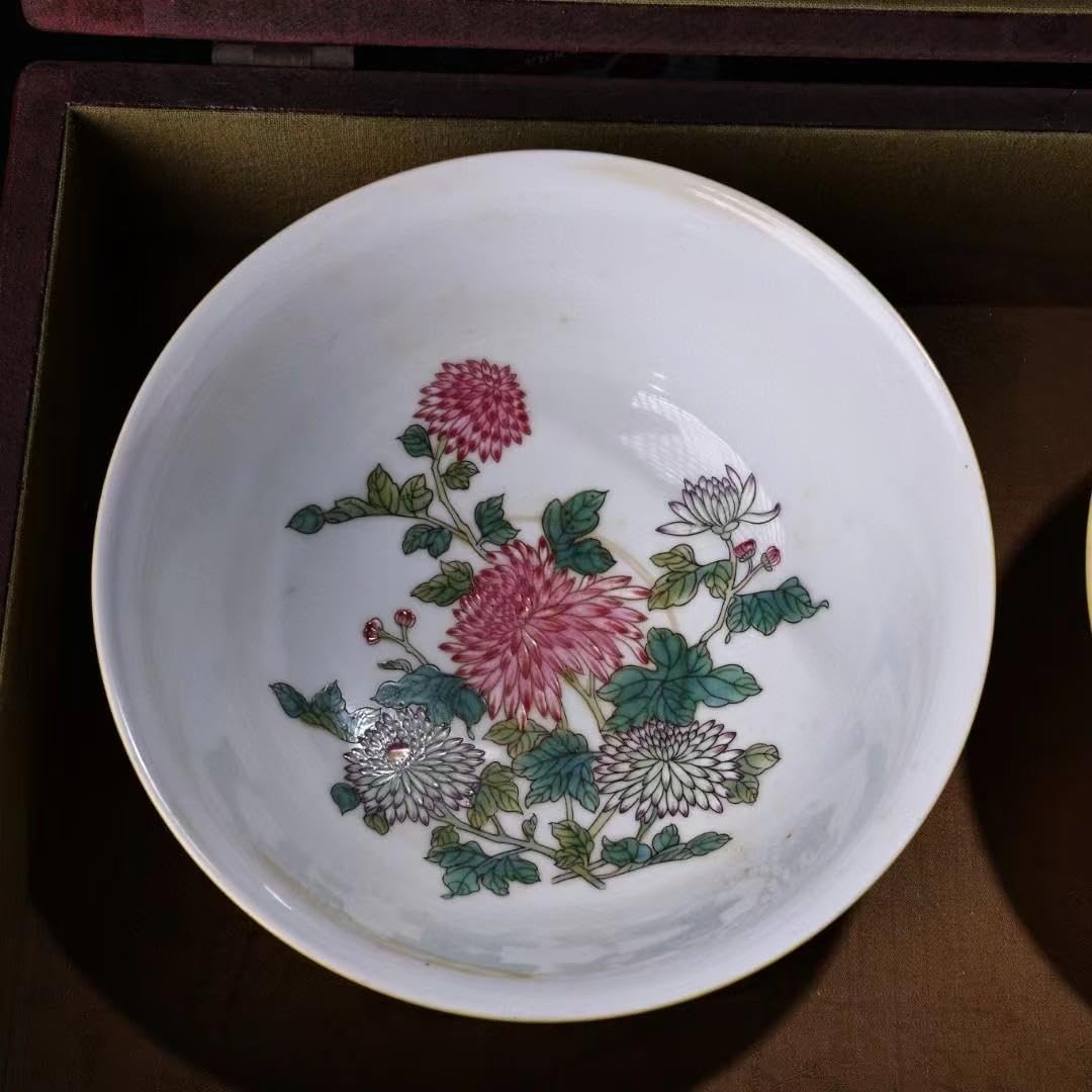 Amazon.co.jp: 中国古美術・旧蔵粉彩と黄釉瓷器碗セット・置物・茶道具