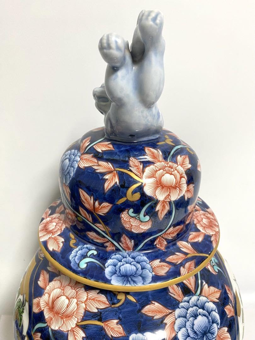 陶芸日展作家 藤井朱明作 有田焼 朱明窯 飾壺 高さ約90cm 陶芸日展作家