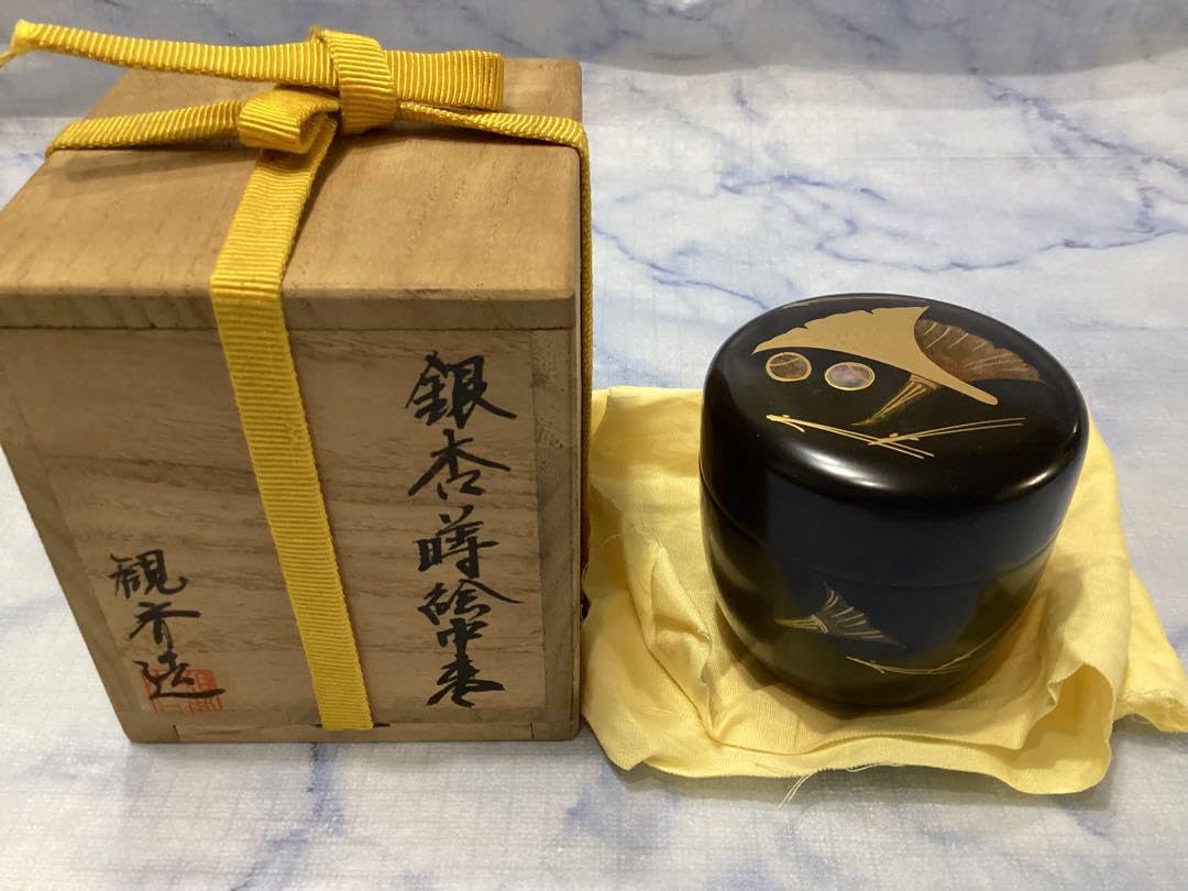 Amazon.co.jp: 茶道具 棗 銀杏蒔絵中棗 螺鈿 観斉造 共箱 共布付 品