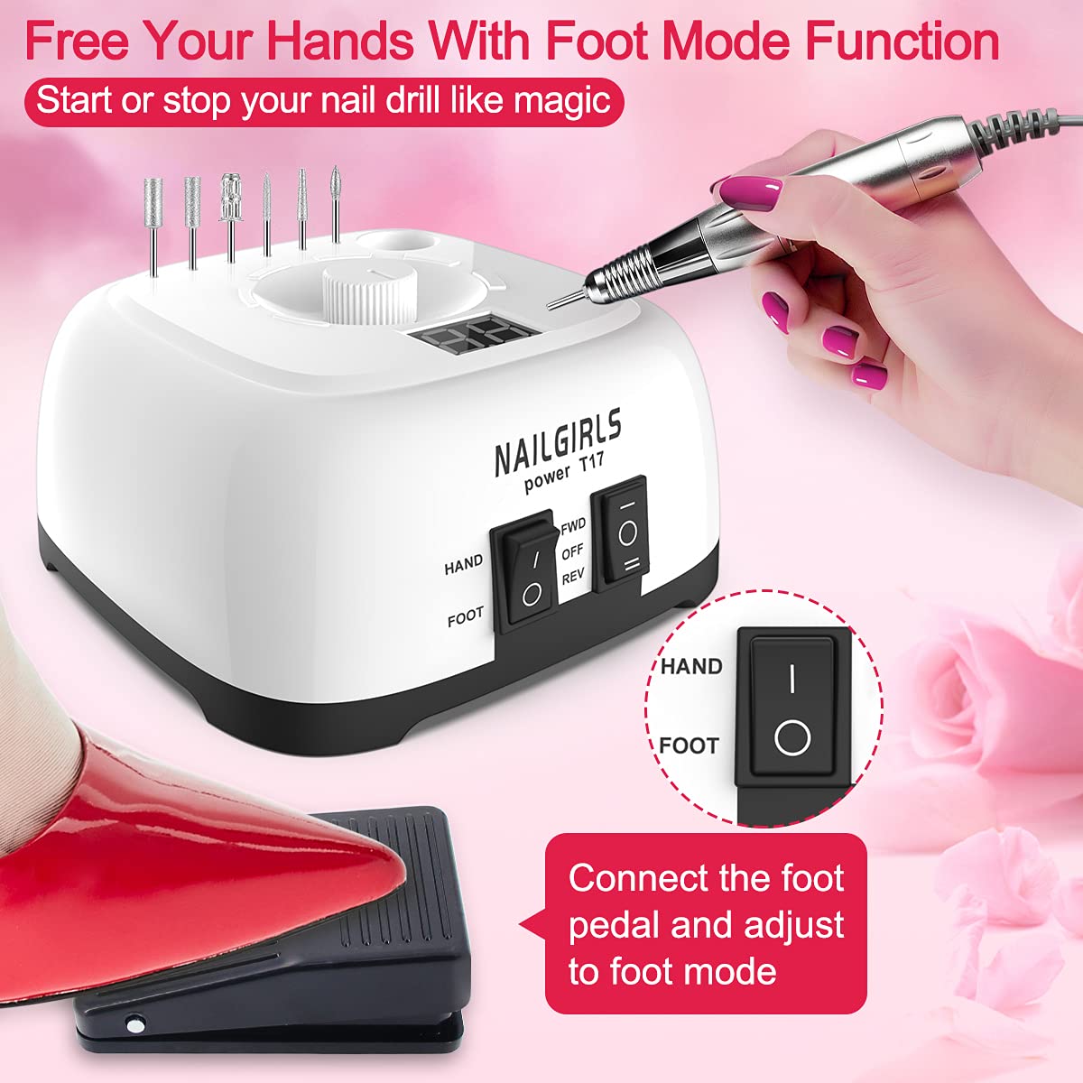 Amazon.co.jp: 電動ネイルマシン 11個のビット ネイルマシン 卓上式