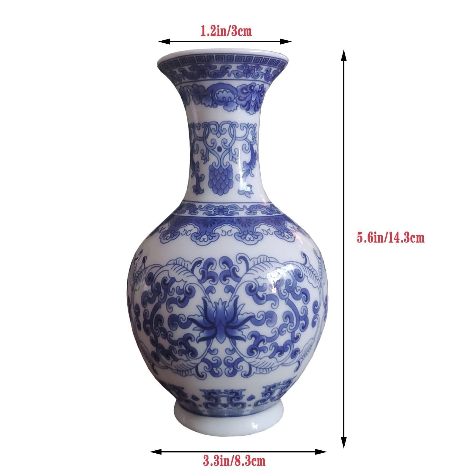 Amazon.co.jp: 青と白の花瓶 中国陶磁器花瓶 景徳鎮 磁器 小さな花瓶