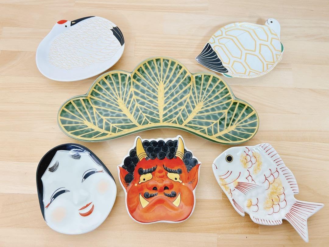 Amazon.co.jp: 有田焼 幸楽窯 錦金松葉形前菜皿 銘々皿 6点セット