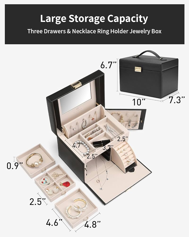 Amazon｜Vlando(ブランドウ) ジュエリーボックス フェイクレザー 中