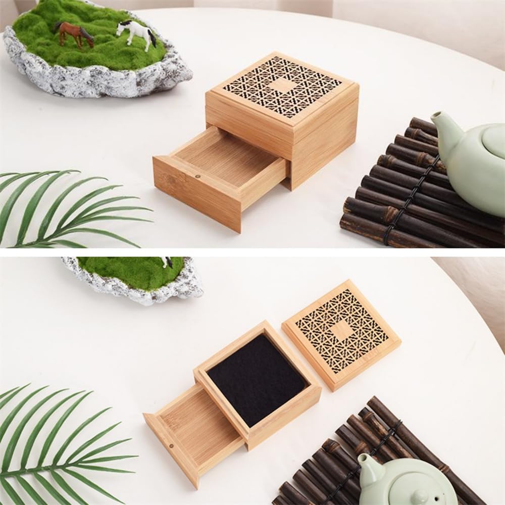 Amazon｜香炉渦巻き線香収納ケース2in1お香立て竹製線香皿仏壇用香炉